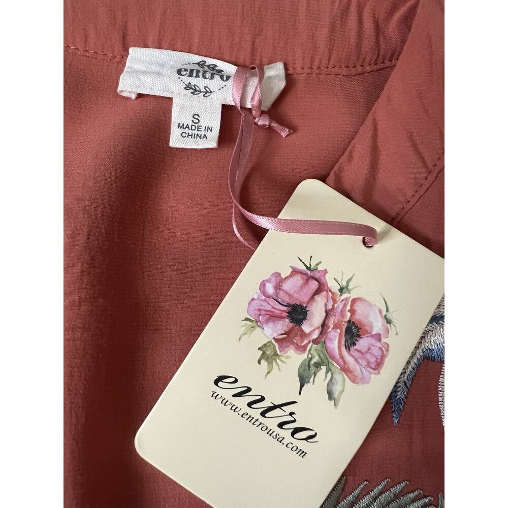 ENTRO Terracotta Blue Floral Embroidered Tiered Mini Dress - Picture 9 of 11